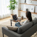 Height Adjustable C-Shaped Sofa Side Table, Laptop Table for Couch & Bed, Rustic Brown
