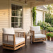 Sue Outdoor Acacia Wood Swivel Accent Chairs Set of 2 with Cushions, 360° Rotating Lounge Chair Outdoor with Rope Accent, Outdoor Swivel Chairs for Garden, Natural + Beige