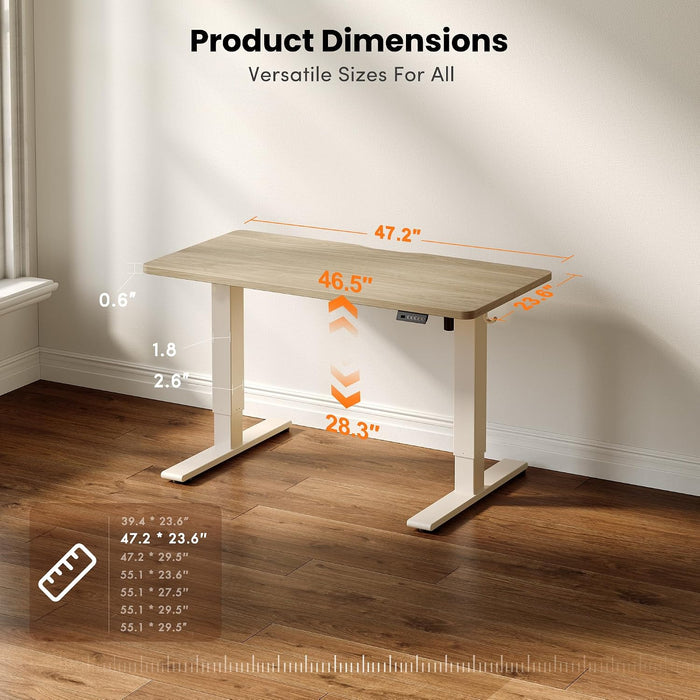 Electric Height Adjustable Standing Desk 48X24 Inch, Light Walnut