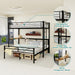 Black LShaped TwinOverFull BunkBedDesk HeavyDuty Metal