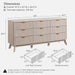 63" Wide Fluted 9 Drawer Dresser for Bedroom, White Alder