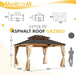 11' X 13' Asphalt Hardtop Gazebo, Spruce Wood Double Roof Gazebo with Curtains and Meshes, Canopy Gazebo with Waterproof Coated Wood Frame for Patios, Gardens, Lawns, and Backyards