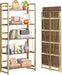 No Assembly Folding Bookshelf Book Shelves, 5-Tier 62.2"" H Collapsible Foldable Bookcase Storage Industrial Shelf for Living Room Bedroom Office