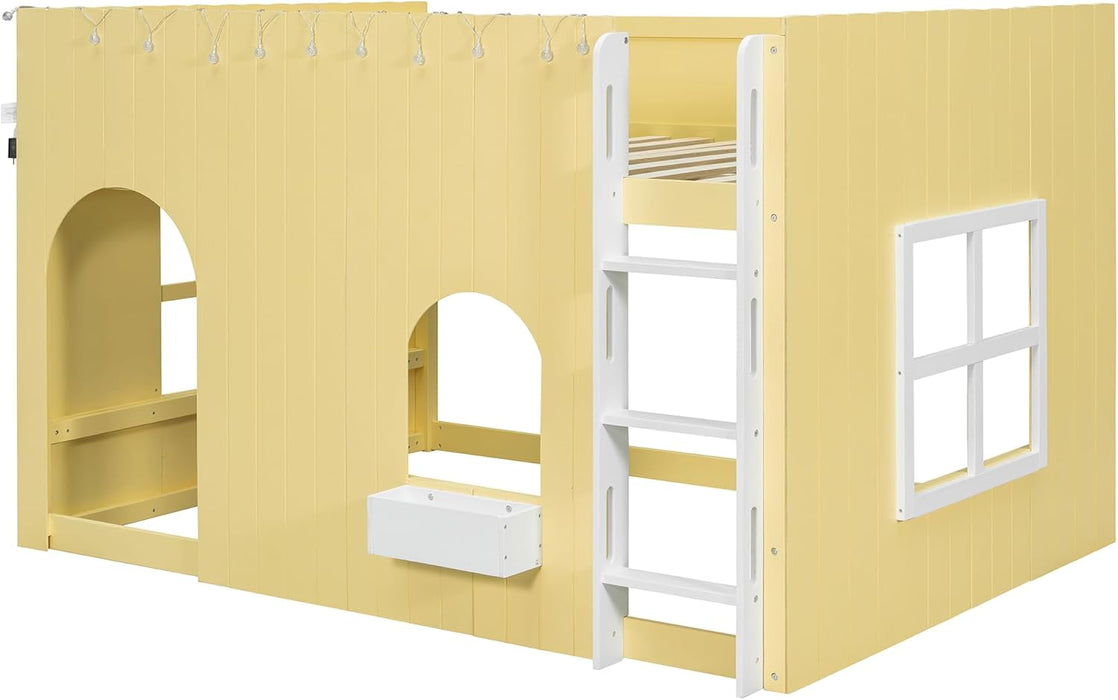 PrimroseYellow Full Size Kids Loft Bed WithPlayArea