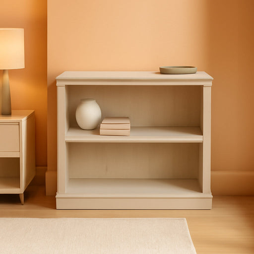 2 Tier Book Shelf Wooden Bookcase Multipurpose Bookshelf for Home Office, Living Room, in Chalked Chestnut