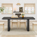 Modern Dining Table for 6-8, 71" Rectangular Farmhouse Kitchen Table with 3.6"×22.9" Black Fluted Wave Metal Legs & Wooden Top, Large Dining Table for Home Office, Dining, Black
