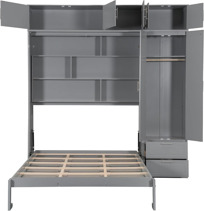 Queen Size Murphy ConvertiblePlatformBed GrayFinish