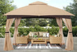 10X10 Outdoor Gazebo - Patio Gazebo with Mosquito Netting, Outdoor Canopies for Shade and Rain for Lawn, Garden, Backyard & Deck (Beige)