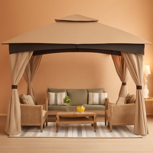 10X10 Outdoor Gazebo - Patio Gazebo with Mosquito Netting, Outdoor Canopies for Shade and Rain for Lawn, Garden, Backyard & Deck (Beige)