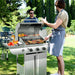 3-Burner Propane Gas Grill with Side Burner – 34,000 BTU Stainless Steel Outdoor BBQ Grill, Cast Iron Grates, Portable with Wheels for Patio, Camping