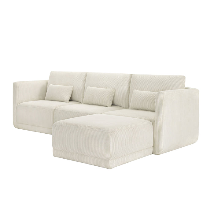 Drew Modular Sectional Sofa with Ottoman by Drew Barrymore, Vanilla Cord