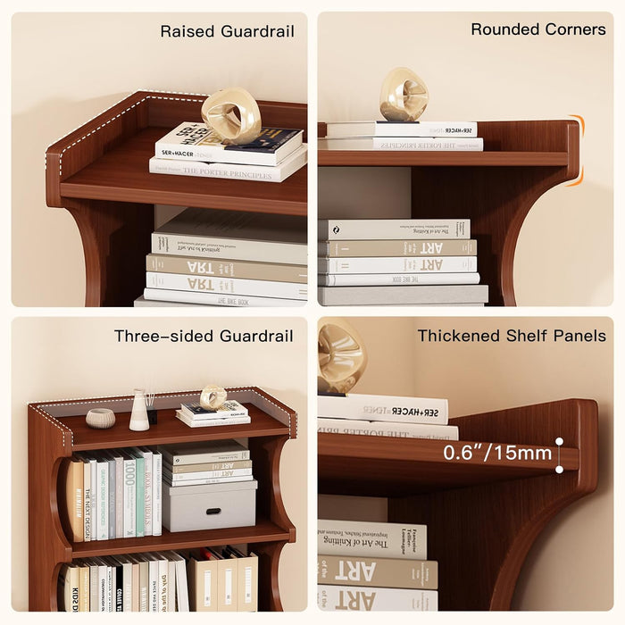 Book Shelf, 54-Inch Tall Bookcase, 4 Tier Storage, Walnut Wood