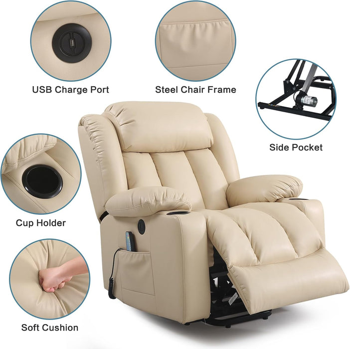 Power Lift Recliner with Massage, Heat, and USB