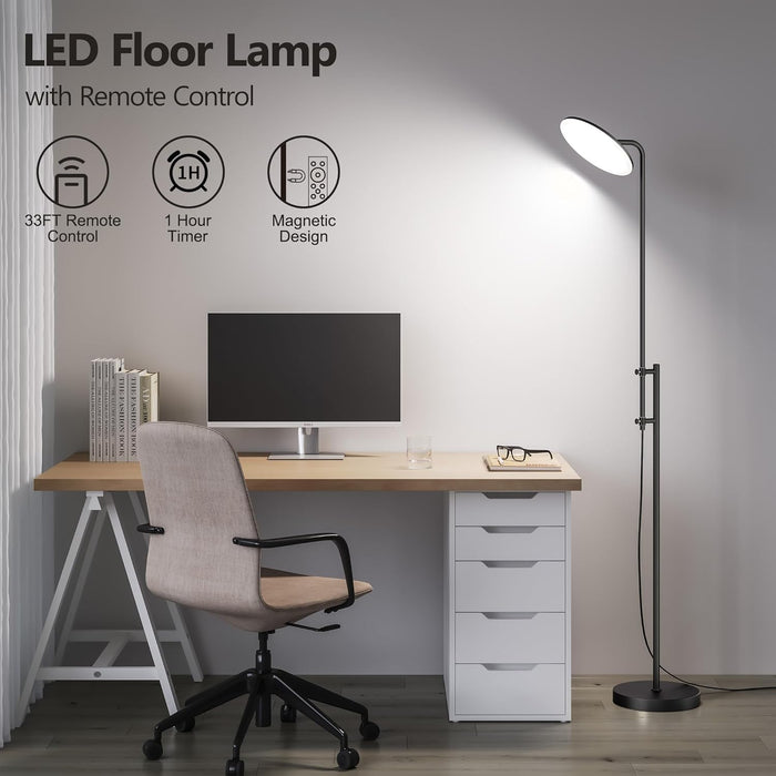 32W/3000LM Floor Lamps, Super Bright LED Standing Lamp with Remote Control, Adjustable Tall Lamp with 350°Rotating Head, Modern Dimmable Torchiere Corner Lamp for Living Room, Bedroom, Office