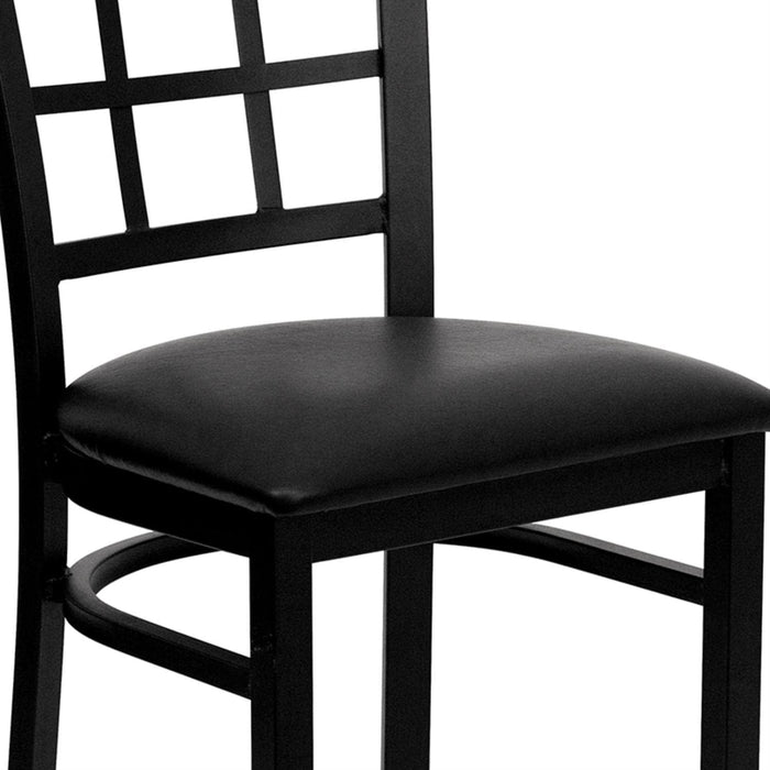 Hercules Series Window Back Metal Restaurant Chair, Modern Upholstered Armless Dining Chair for Restaurants and Kitchens, Black