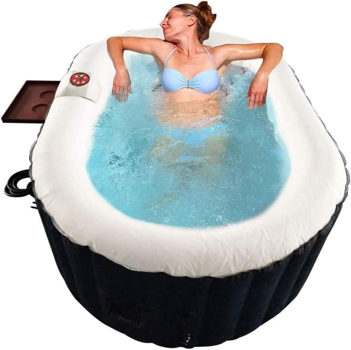 Inflatable Hot Tub Spa | Personal High Powered Jetted Bubble | 145 Gallon | Black and White