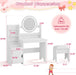 Kids Vanity with Lights, Princess Makeup Vanity Desk with Open Bookshelf, Storage Cabinet & Shelves, Toddler Vanity Table and Chair Set, Pretend Play Vanity Set for Little Girls, White