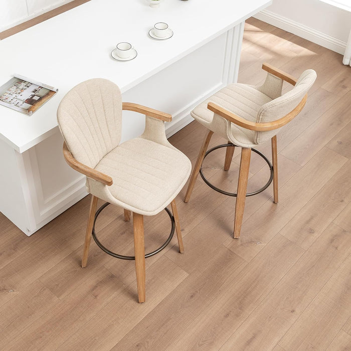 30" H Bar Height Swivel Bar Stools with Back and Arm Accent Barstools Chair