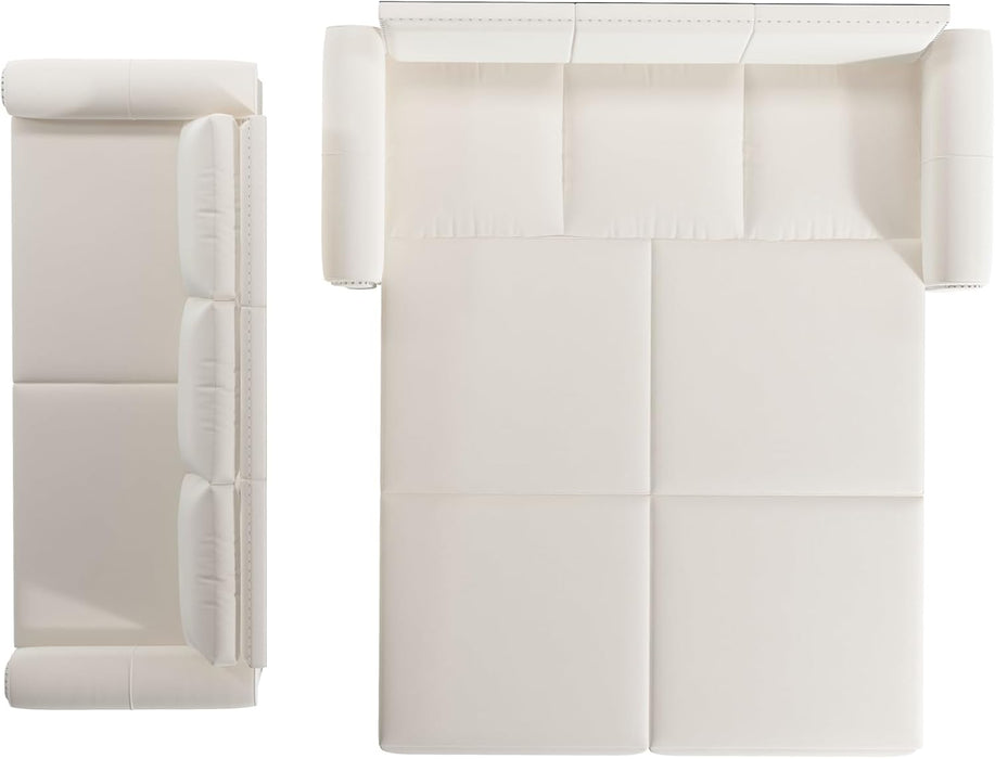 King Size Multifunctional Sleeper Sofa Beige Velvet