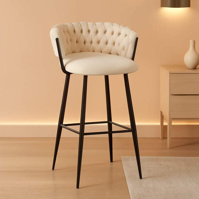 26" Velvet Bar Stools Set of 4 Counter Height Barstools Modern Bar Chair