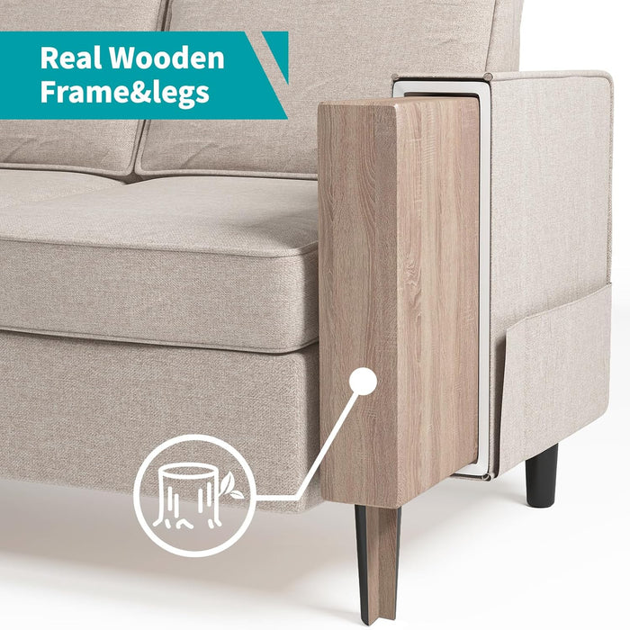 Sectional Sofa Set for Living Room, 4Pcs Couches Modern Sofas with Movable Storage Ottoman/Side Pockets/Modern Sofas/Easy Assembly/Free Combination - Beige