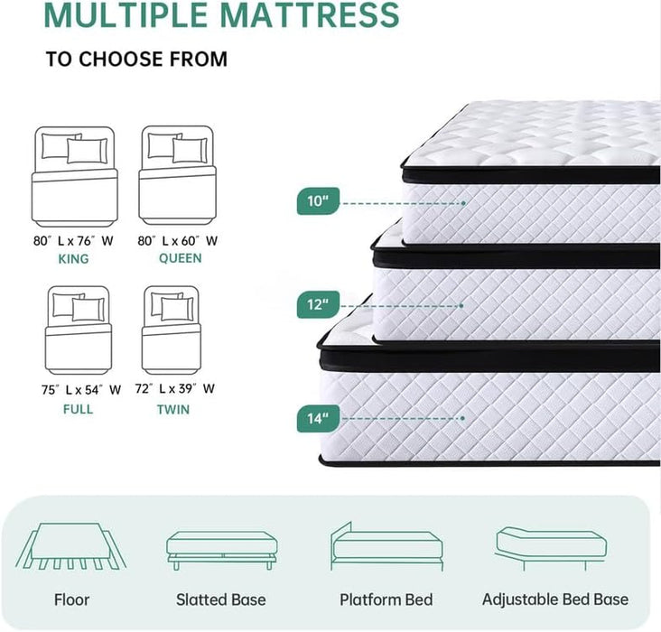 Queen Size Hybrid Memory Foam Mattress Stabilizing
