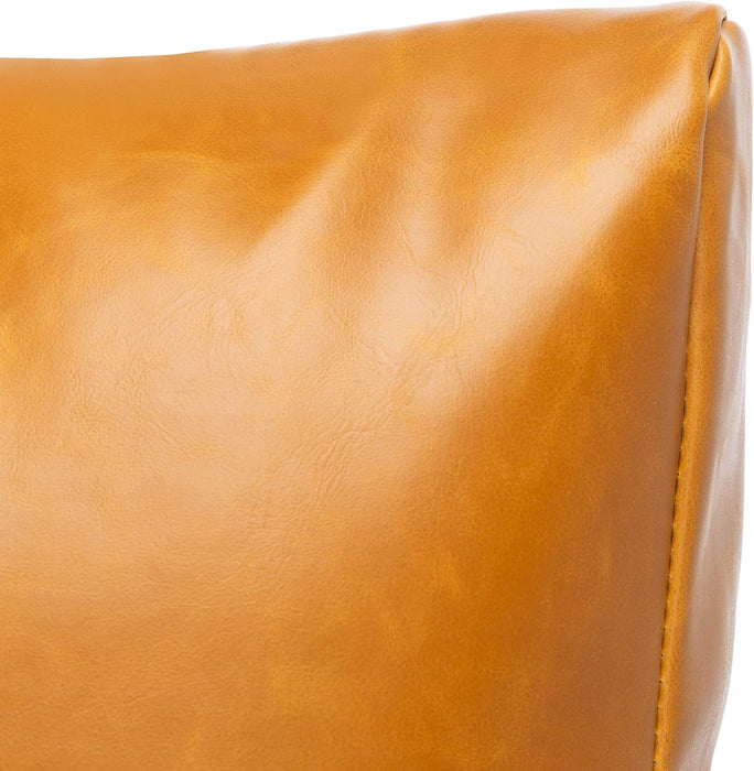 Mid-Century Arm Chair Caramel PU Leather Upholstery