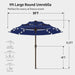 9Ft 3-Tier Patio Umbrella with Solar Lights, Table Umbrella Outdoor Patio with Easy Crank & Tilt, 8 Sturdy Ribs, UV Protection, 32 LED Lights for Deck, Poolside, Market (Navy Blue)
