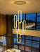 Modern Led 6 Ring Gold Chandeliers Foyer Chandeliers,Larger High Ceiling Chandelier for Living Room,Oval Ring Chandelier for Entryway Staircase