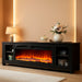 80" Fireplace TV Stand With, Modern 50" Smart Fireplace Fire Place Entertainment Center, Adjustable TV Console with 12-Color LED Lights, for Living Room, Black