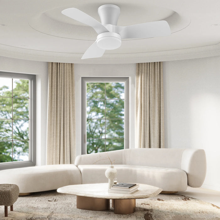 Ceiling Fans with Lights and Remote, 30 Inch Low Profile Ceiling Fan with Light, Modern Flush Mount Ceiling Fan for Bedroom/Kitchen/Dining Room/Patio, 6 Wind Speeds, Dimmable, White