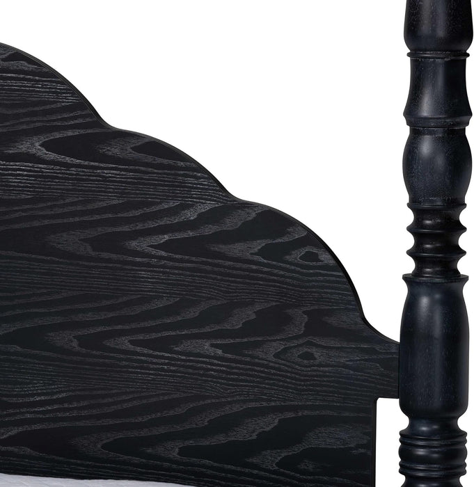 Martino Four-Poster Platform Bed Black Queen
