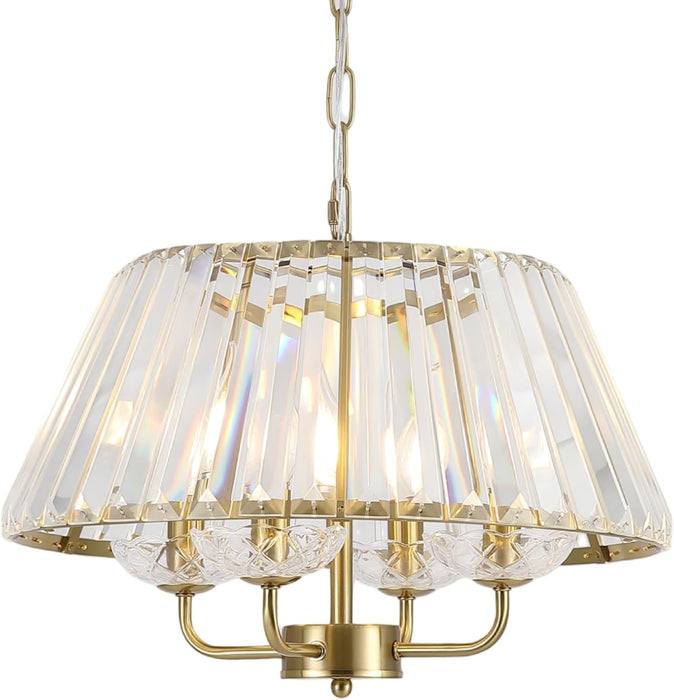 17.7 Inch Gold Crystal Chandelier Contemporary Fixture
