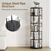 Black Rotating Five Tier Floorstanding Bookshelf Spin360