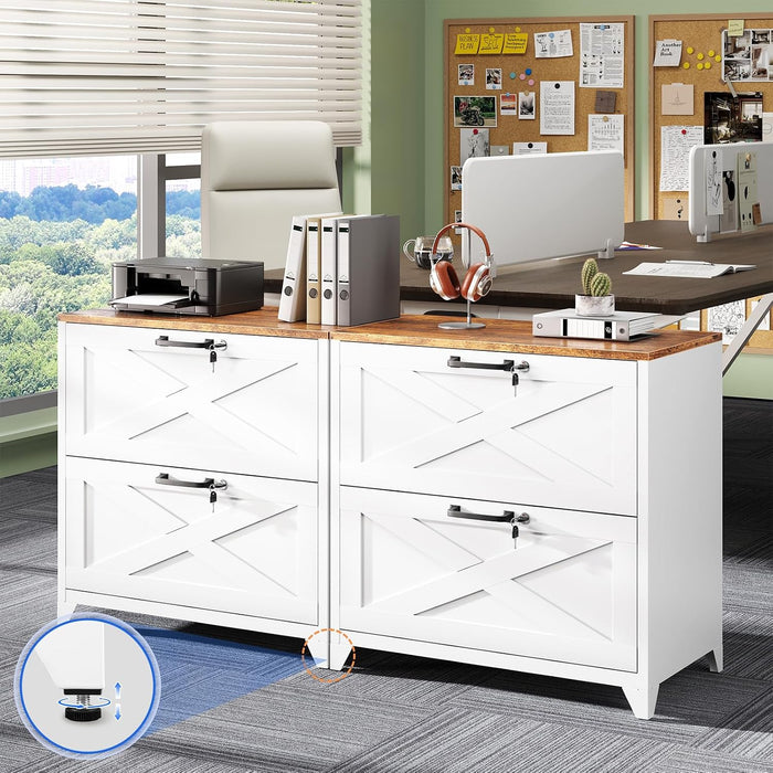 2 Drawer Lateral File Cabinet with Lock,Metal Filing Storage Cabinets for Home Office,Files Folders Letter/Legal/A4 Size(White)