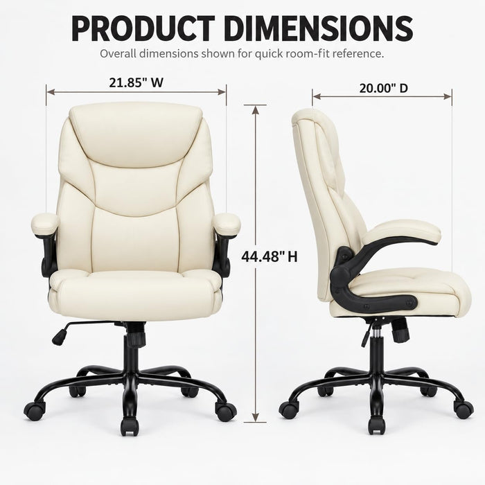 Executive Office Chair with Lumbar Support, High Back, up to 275 Lbs, White