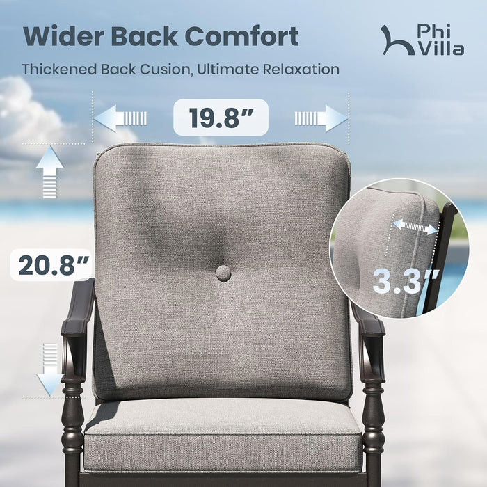 Patio Swivel Chairs, Metal Armchairs W/Cushions, 2PCS