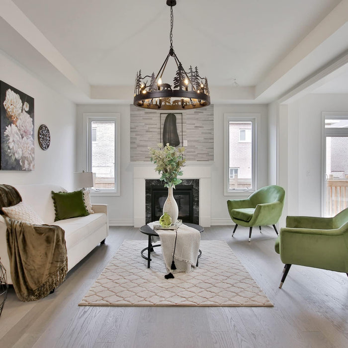Black Wagon Wheel Chandelier Rustic Farmhouse Light