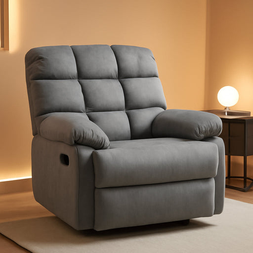 Rocker Recliner Chair, Overstuffed Large Manual Rocking Recliner for Adults, Upholstered Comfy Soft Fabric Living Room Reclining Sofa Chair(Gray)