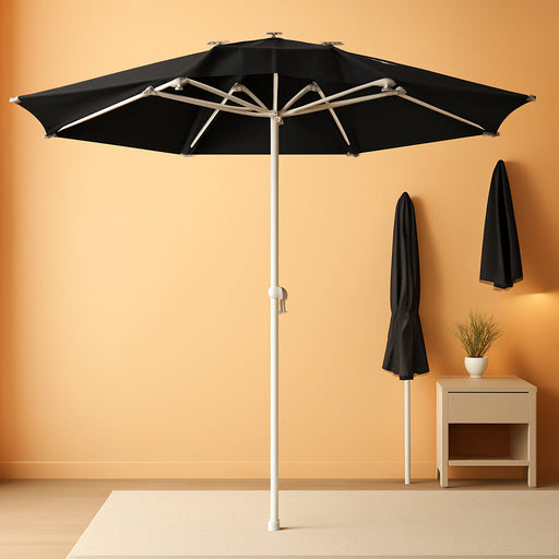 10Ft 3-Tier Patio Umbrella White Pole, Outdoor Market Umbrella with Push Button Tilt and Crank Lift, Steel Pole Umbrella for Backyard Patio Pool Outdoor Shade