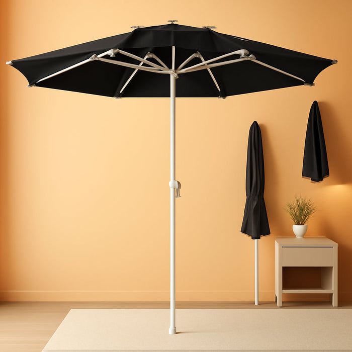 10Ft 3-Tier Patio Umbrella White Pole, Outdoor Market Umbrella with Push Button Tilt and Crank Lift, Steel Pole Umbrella for Backyard Patio Pool Outdoor Shade