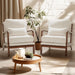 Cream Corduroy Upholstered Mid Century Accent Chairs