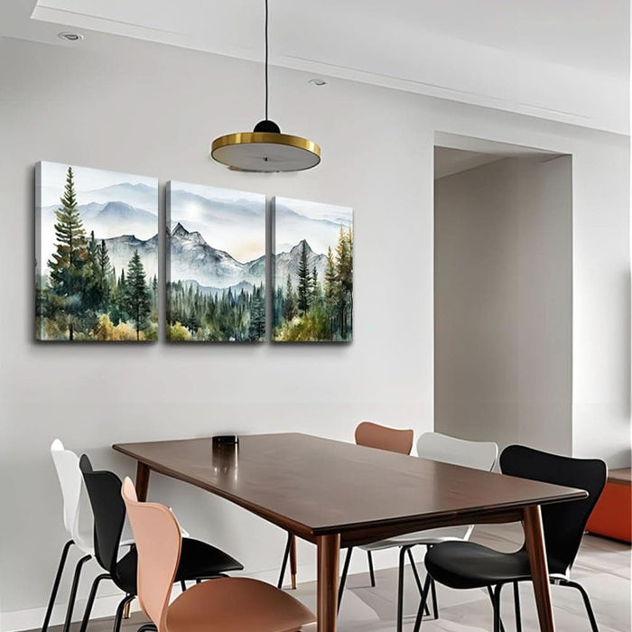 Wall Art for Living Room Modern Wall Decor for Bedroom Office Decor Abstract Mountain Forest Landscapes Ink Painting 3 Piece Framed Canvas Art Prints Ready to Hang Wall Pictures Home Decor