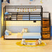 TwinOverTwin Black Metal Bunk Bed With StorageDrawers