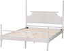 Caliana Bobbin Four-Poster Platform Bed - Wooden Bed Frame with Turned Spindle Posts and Panel Headboard, Vintage-Inspired Bedroom Furniture, White, Queen