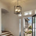Black Chandeliers for Dining Room, 4-Light Entryway Chandelier for Foyer, 15.7" Hanging Kitchen Light Fixtures Geometric Modern Farmhouse Chandelier for Entryway Hallway Living Room Stairway