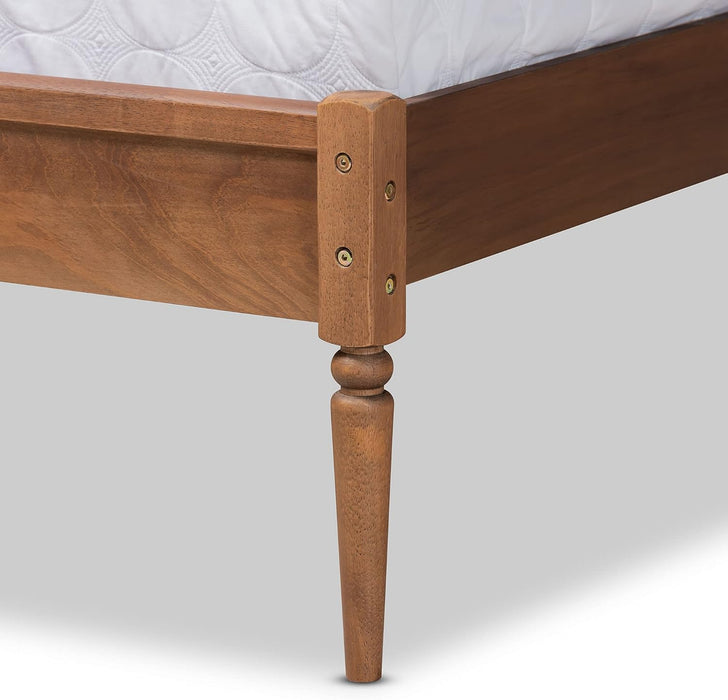 Neilan Modern and Contemporary Walnut Brown Finished Wood Queen Size Platform Bed