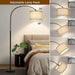 Arc Floor Lamps for Living Room, Modern Standing Lamp with Adjustable Hanging Drum Shade, Tall Pole Lamp with Foot Switch, over Couch Arched Reading Light for Bedroom, Office (Black)