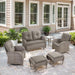 5 Piece Outdoor Patio Furniture Set with Deep Seating Swivel Rocker Chairs Loveseat and Rattan Coffee Table Outdoor Conversation Sets for Deck Backyard Poolside,Gray Wicker Gray Cushion