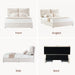 King Size Bed Frame with 4 Storage Drawers & Headboard with Dual Cushions, Freya Collection Upholstered Platform Bed, Oeko-Tex, Noise-Free, No Box Spring, Stone Beige